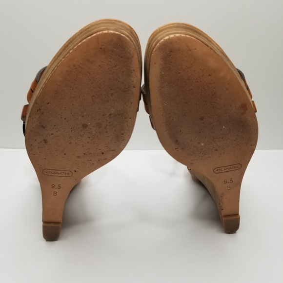 Leather Coach Wedge Sandals - Picture 4 of 6